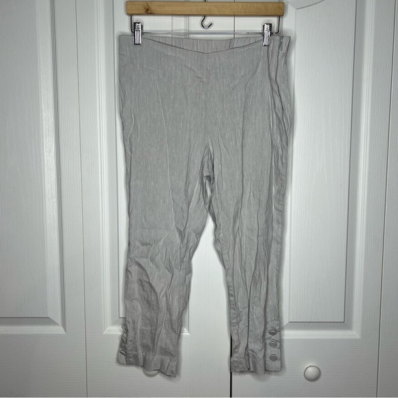 J. Jill Stretch Linen Button Hem Ankle Pants Gray Women's Size medium petite - Picture 5 of 13